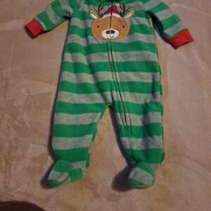 Festive Green and Red Footies with Reindeer Design